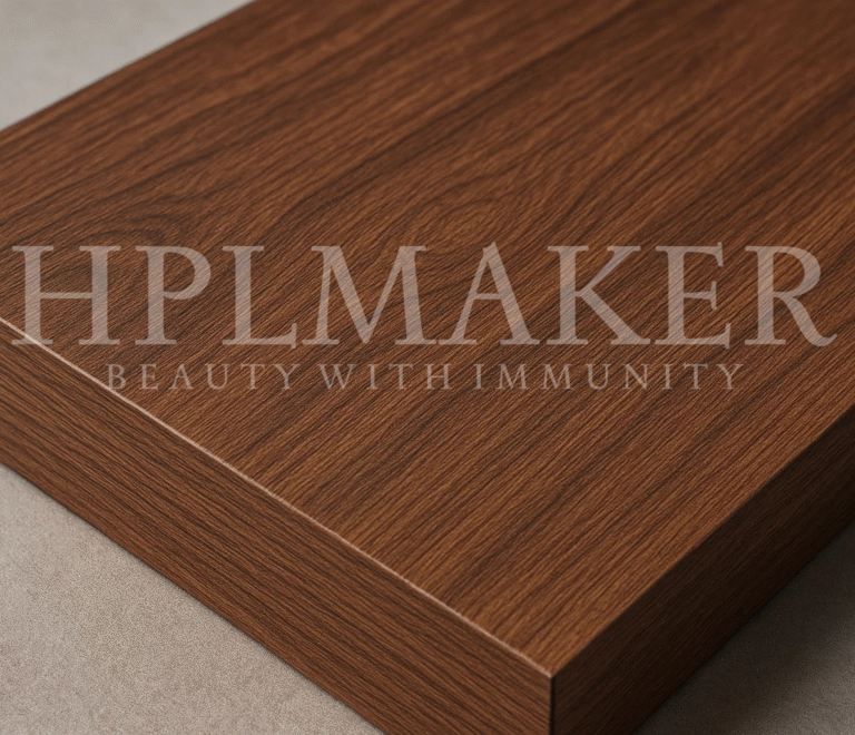 High-pressure laminate sheet with premium wood grain finish