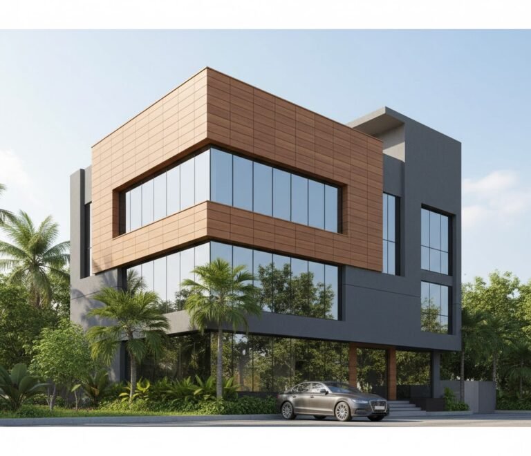 Exterior wall cladding sheets using modern HPL sheet facade design