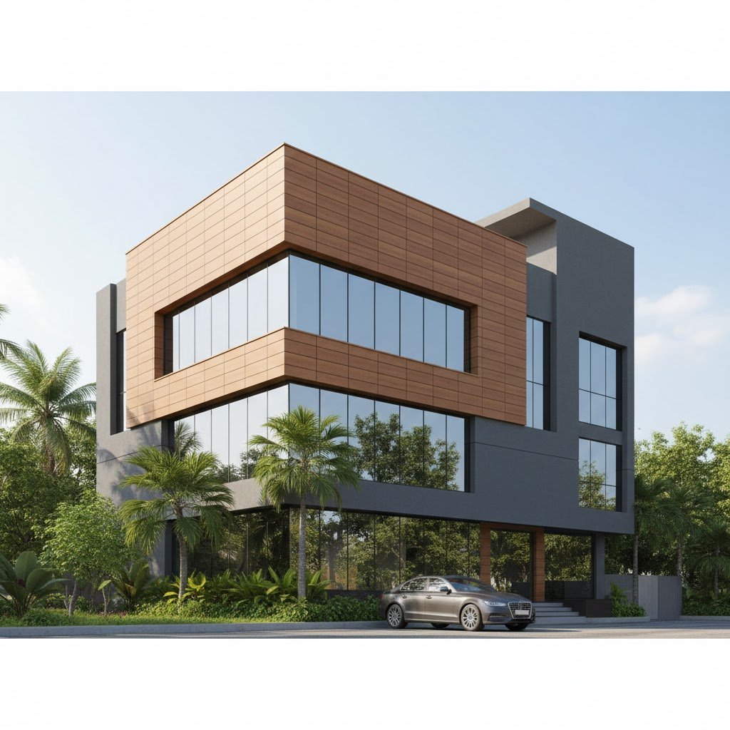 Exterior wall cladding sheets using modern HPL sheet facade design