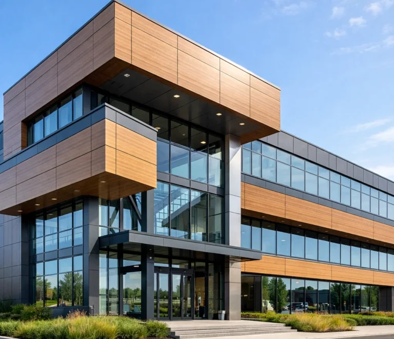 modern building facade with HPL facade panels