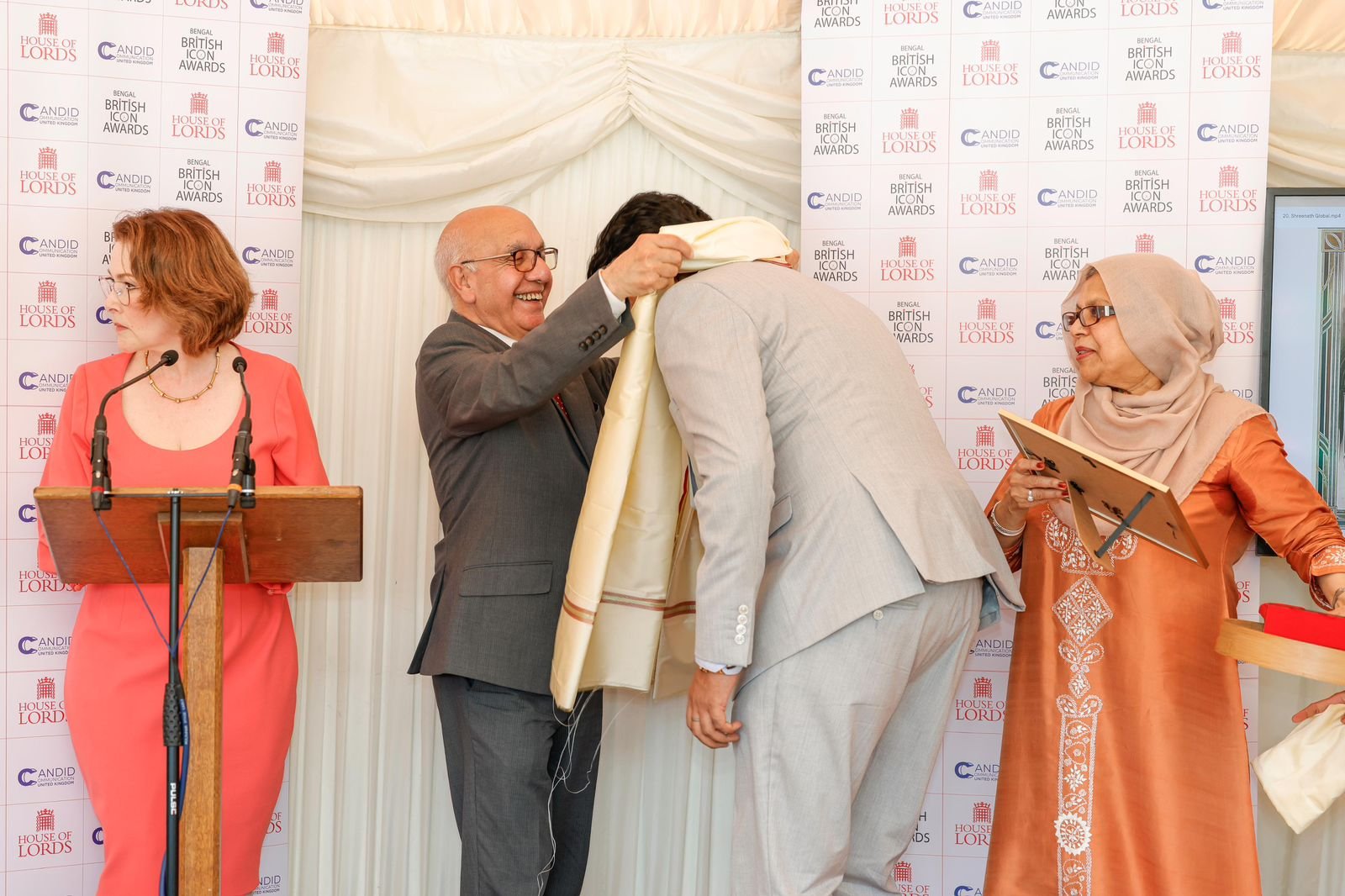 Award ceremony moment at the House of Lords