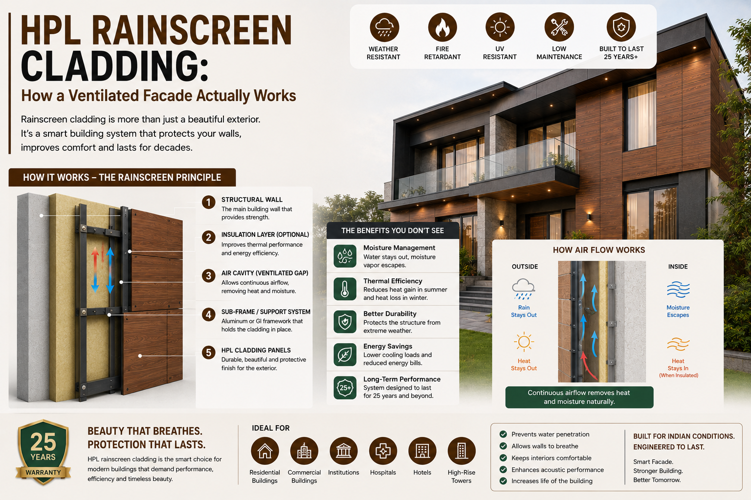 HPL Rainscreen Cladding: How a Ventilated Facade Actually Works