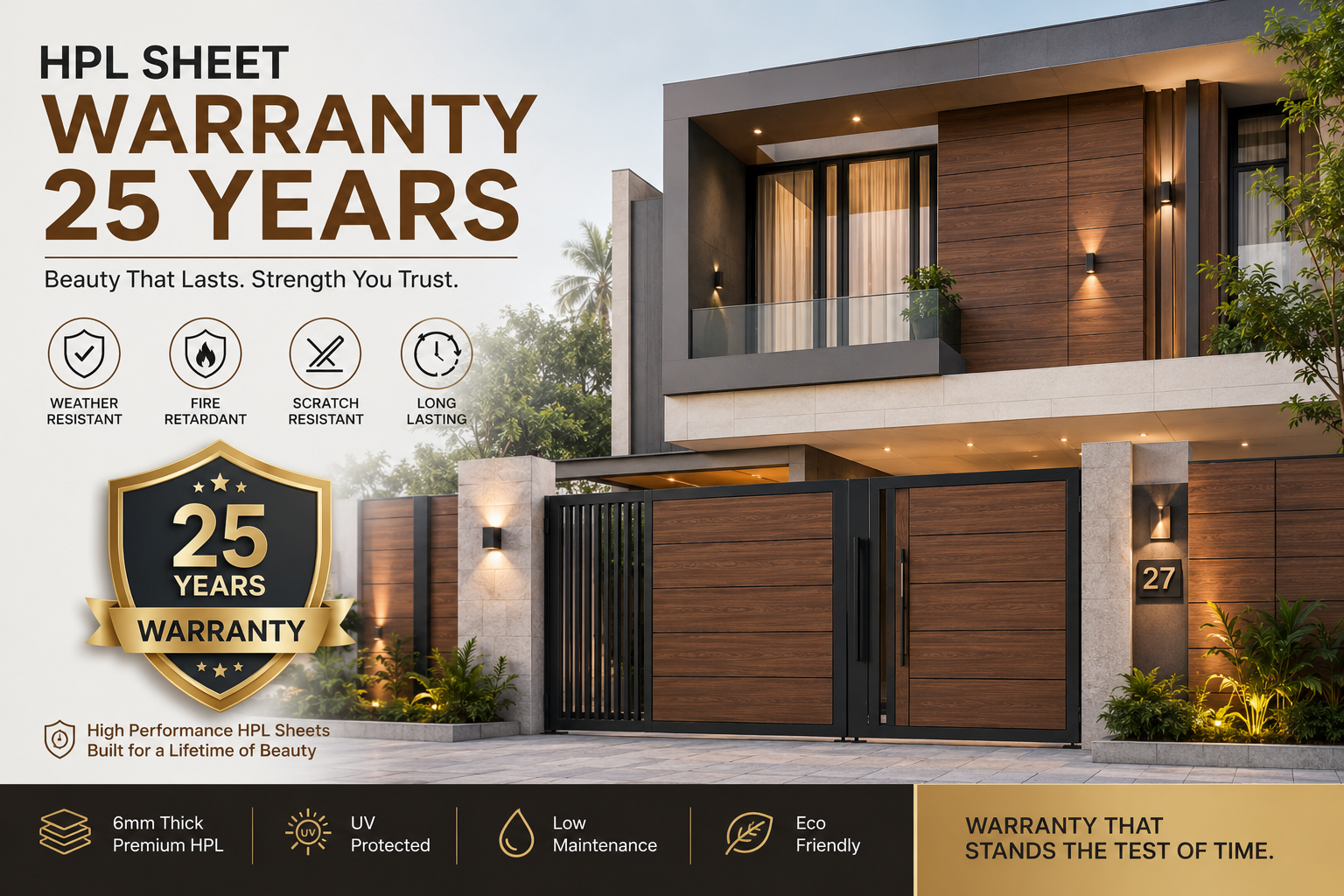 hpl sheet warranty 25 years