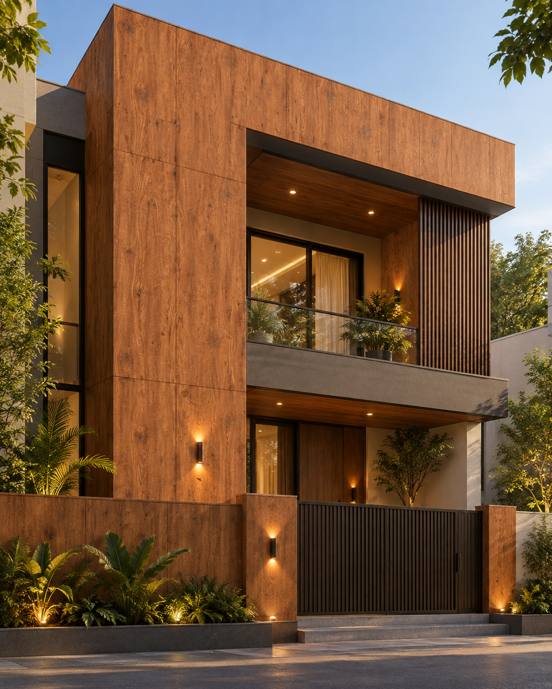 Building facade clad in HPL panels