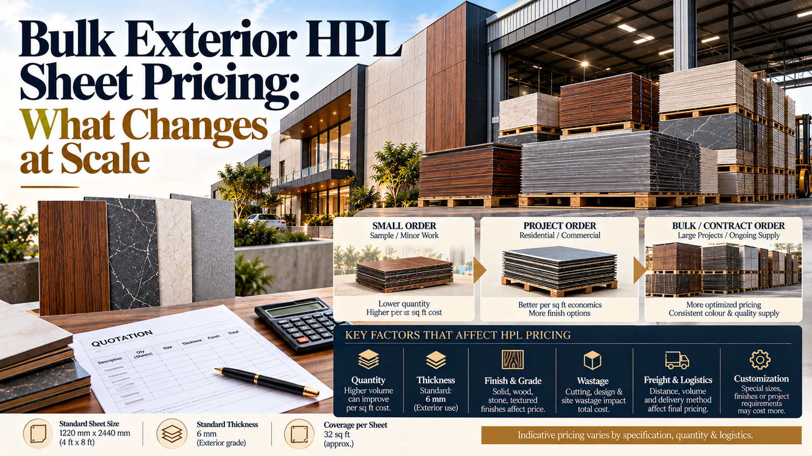 Bulk exterior HPL sheet pricing: what changes at scale