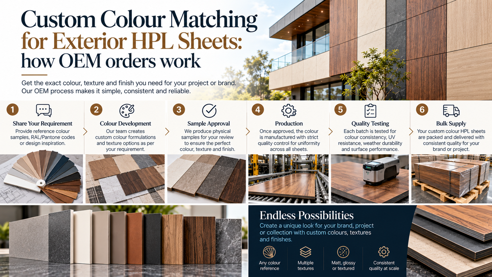 Custom colour matching for exterior HPL sheets: how OEM orders work