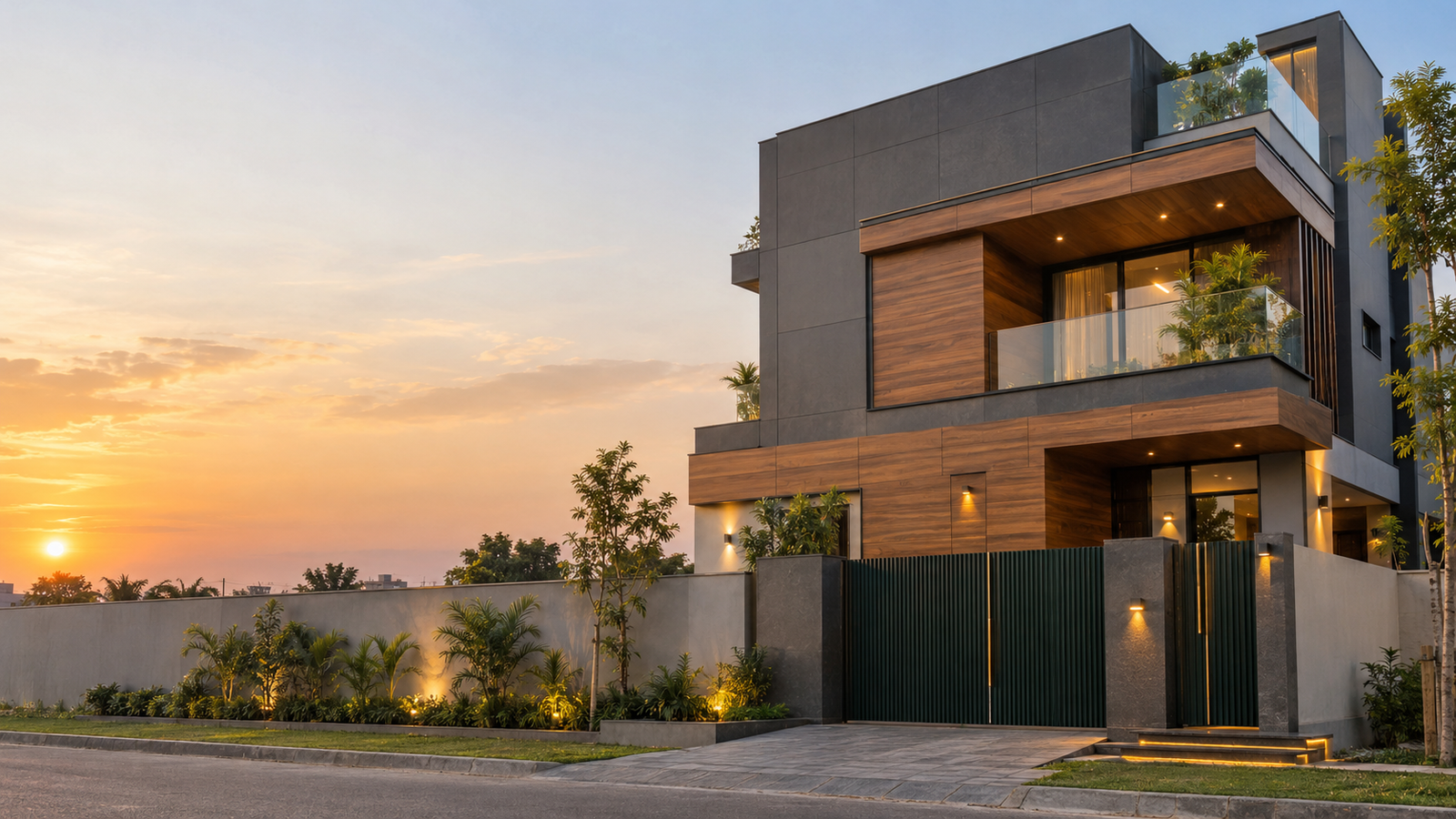 Modern Indian home exterior clad in HPLMAKER HPL panels